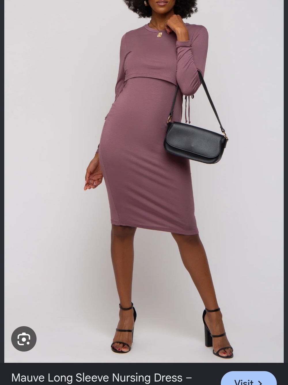 Mauve Long Sleeve Nursing Dress